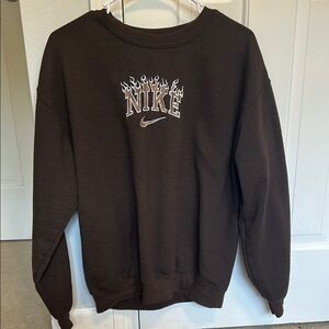Brown custom embroidered Nike sweatshirt